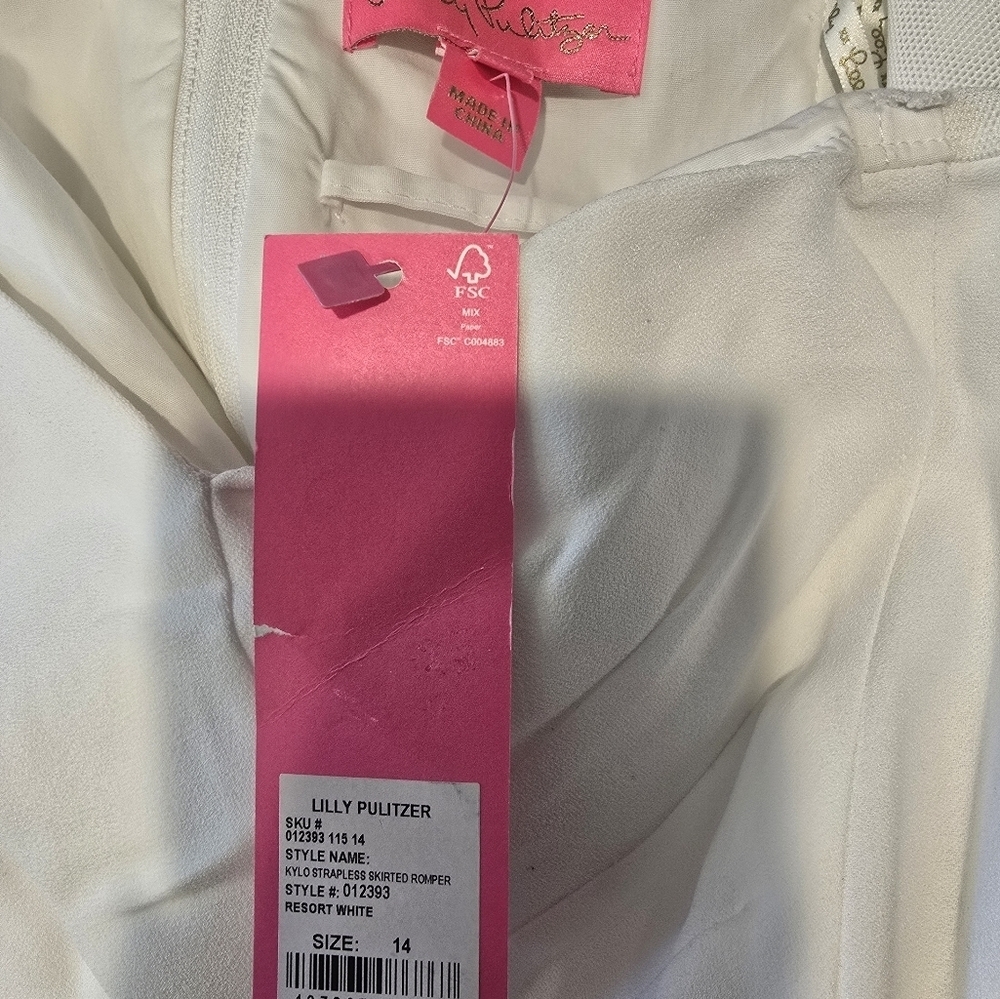 Lilly Pulitzer Kylo Strapless Skirted Romper in Resort White NWT - Size 14 - Picture 14 of 14